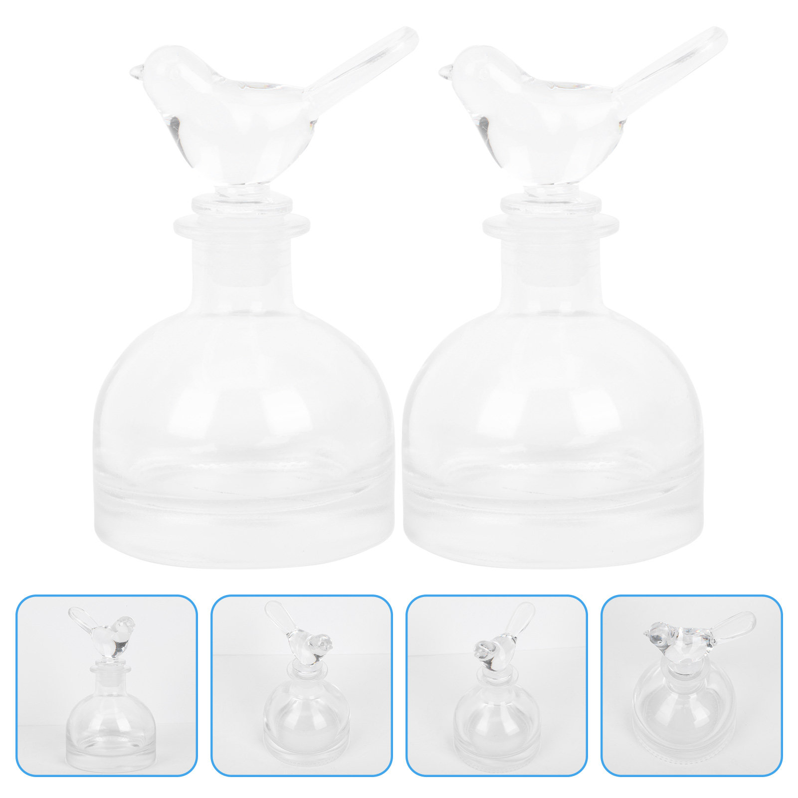 Perfume Fragrance Bottle - 2 個のガラス香水瓶プレミアムクリア頑丈な家庭用車装飾フレグランス収納アロマセラピーボトル