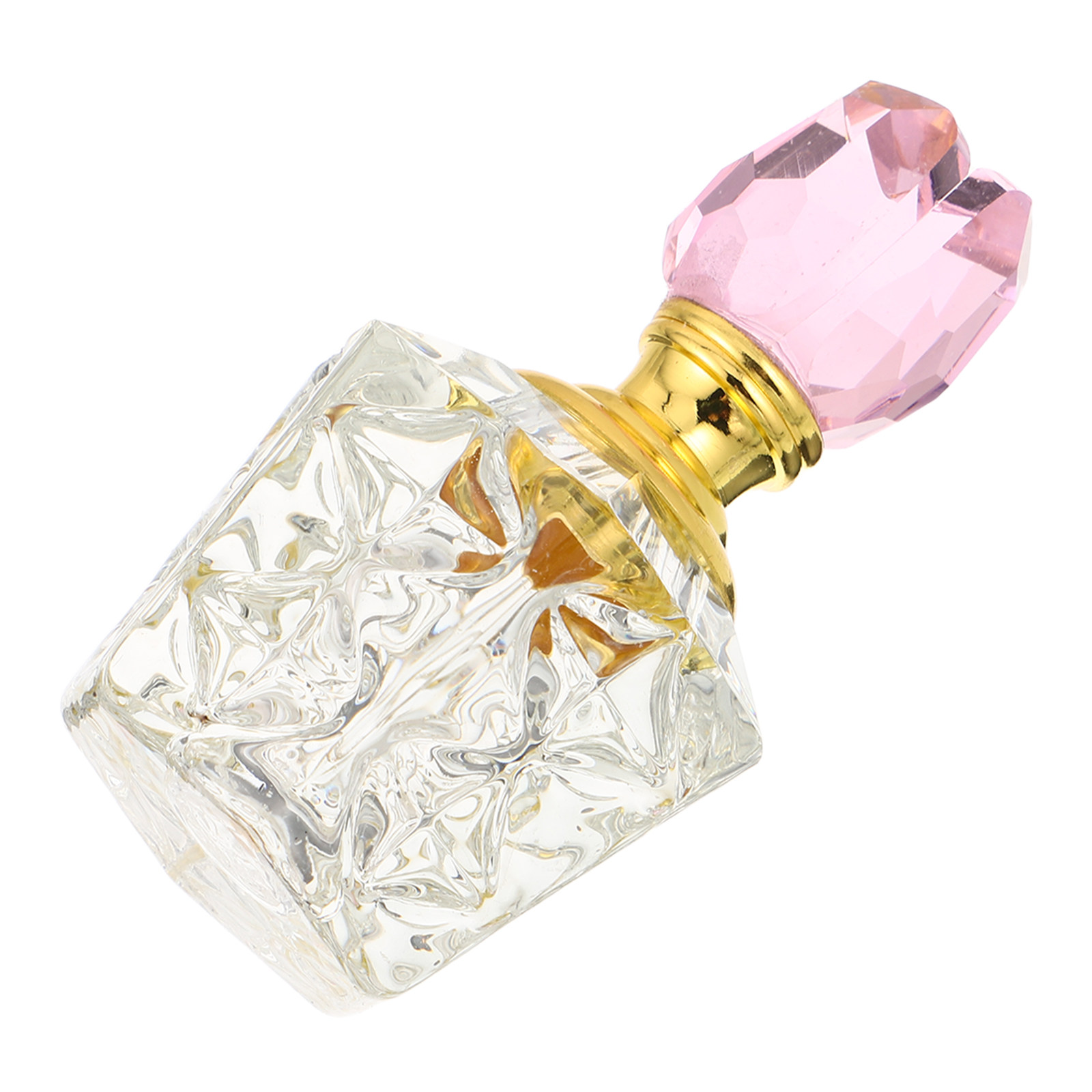 Perfume Fragrance Bottle - 詰め替え可能なクリスタル香水瓶、空の人工クリスタルローズキャップ、エッセンシャルオイルドロッパーボトル、バスルームの化粧台用フレグランス装飾