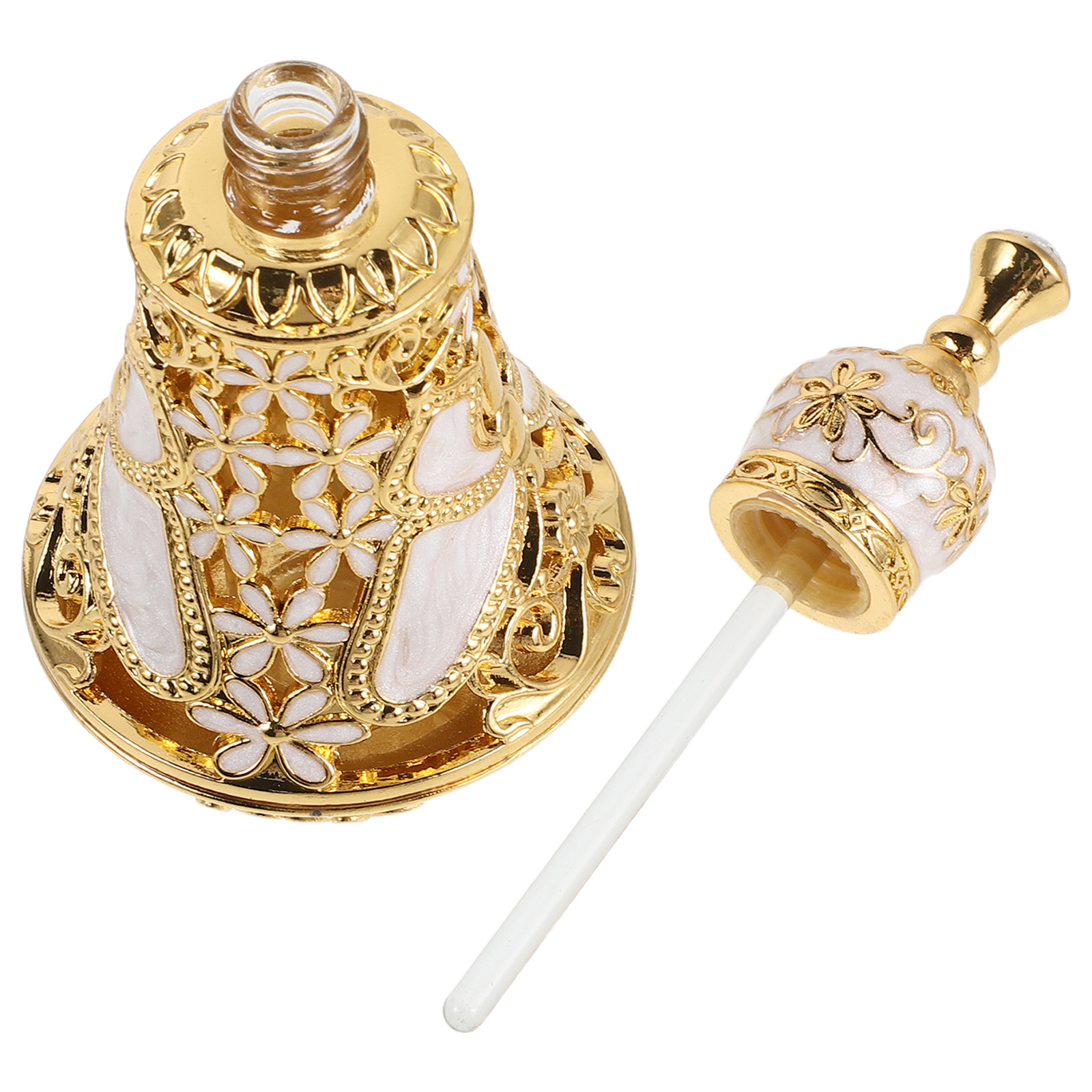 Perfume Fragrance Bottle - ヴィンテージガラス香水瓶 15ml 詰め替え可能 デコラティブ エナメルフラワー エレガント