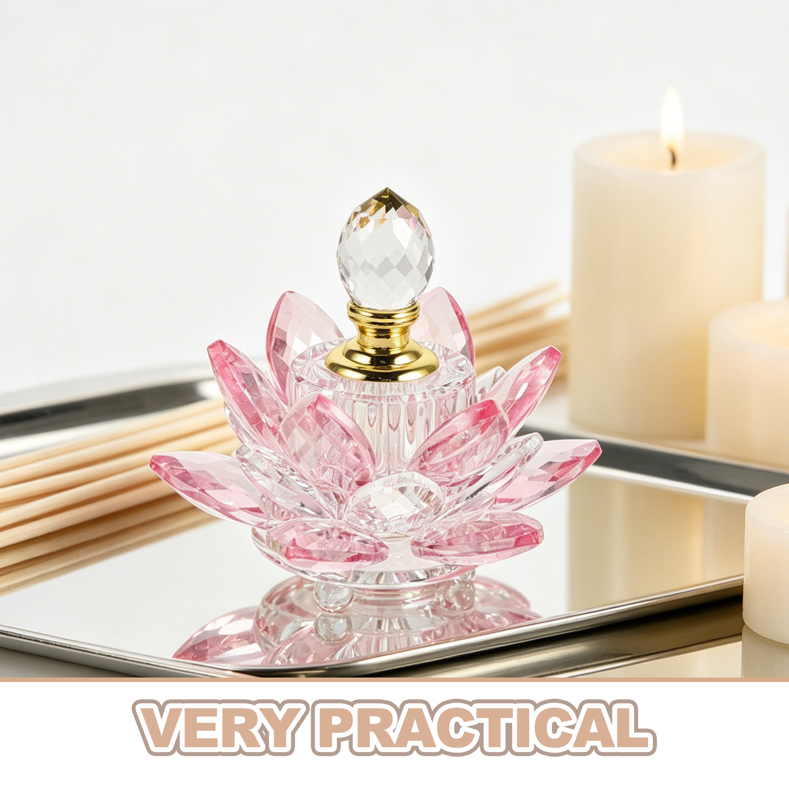 詰め替え可能なクリスタル蓮の花の香水瓶、寝室の化粧台用のエレ - Perfume Fragrance Bottle のレビューと価格